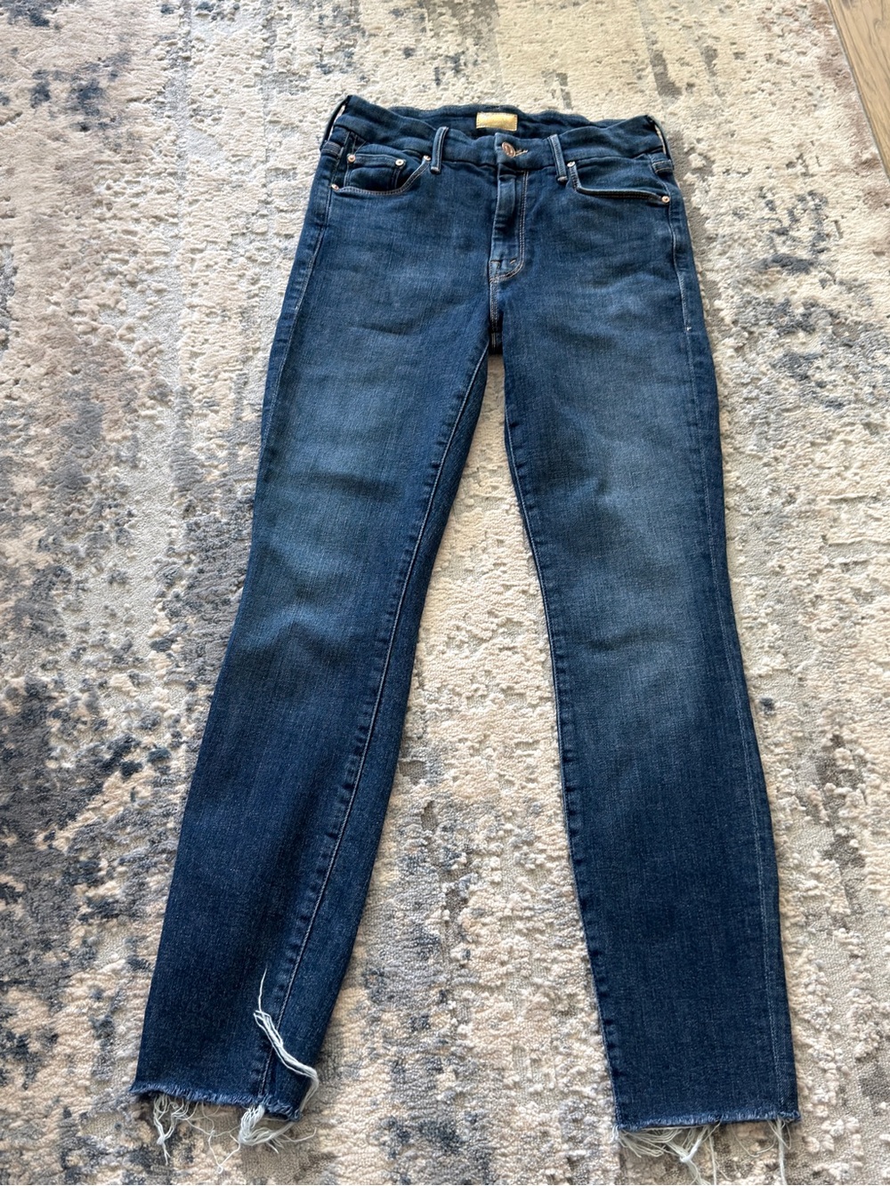 MOTHER Indigo Raw-Hem Skinny Jeans